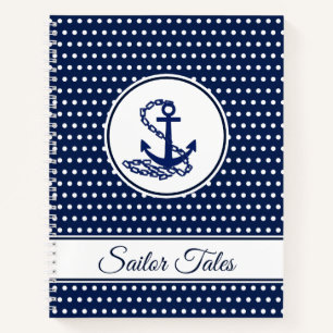 'Sailor Tales' Text Template Maritime Style Anchor Notizbuch