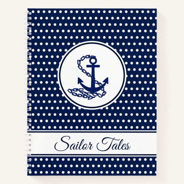 'Sailor Tales' Text Template Maritime Style Anchor Notizbuch (Vorderseite)