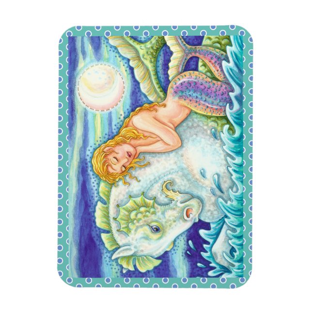 SAILOR'S FANTASY MERMAID RIDING MERHORSE, SEEPFERD MAGNET (Vertikal)