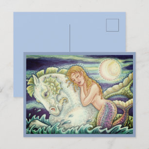 SAILOR'S FANTASY MERMAID RIDING MERHORSE, SEEPFERD POSTKARTE