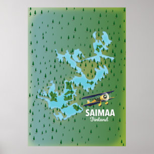 Saimaa Lake Finland Karte Poster