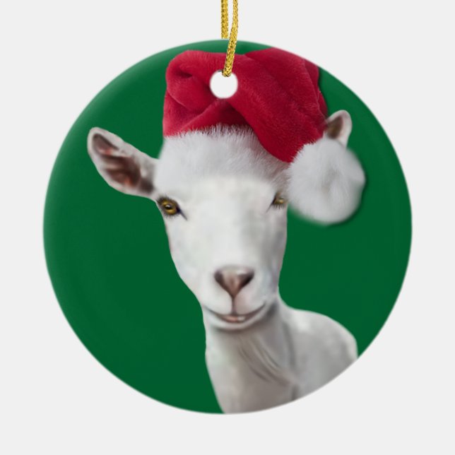 Saïnen Chèvre Santa Hat Noël Ornement (Devant)