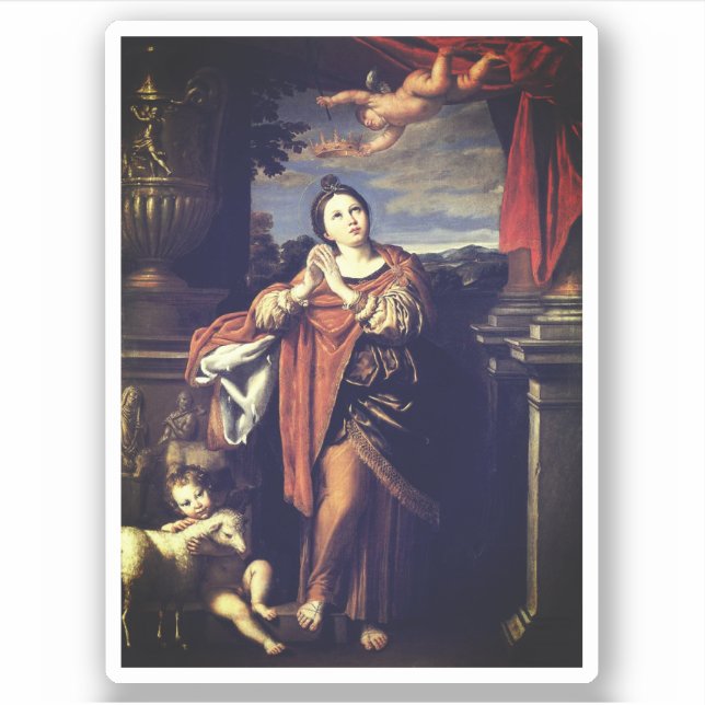 Saint Agnes von Domenichino (c. 1620) Aufkleber (Vorderseite)