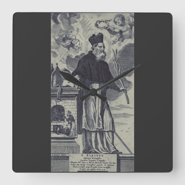 Saint Albinus von Angers Quadratische Wanduhr (Vorderseite)
