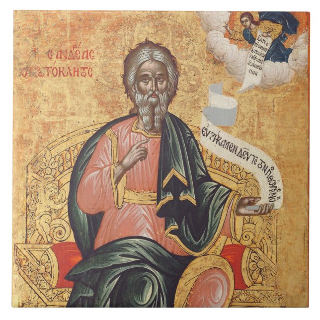 Saint Andrew der Apostel Orthodox Ikone Fliese (Vorderseite)