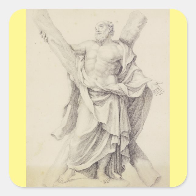 Saint Andrew einer von 12 Aposteln Quadratischer Aufkleber (Vorderseite)