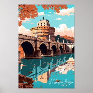 Saint Angelo Bridge Italien Jahrgang Reise Ort Poster