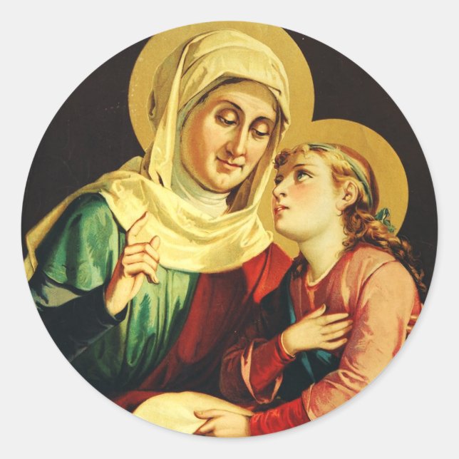 Saint Ann und Jungfrau Mary Runder Aufkleber (Vorderseite)