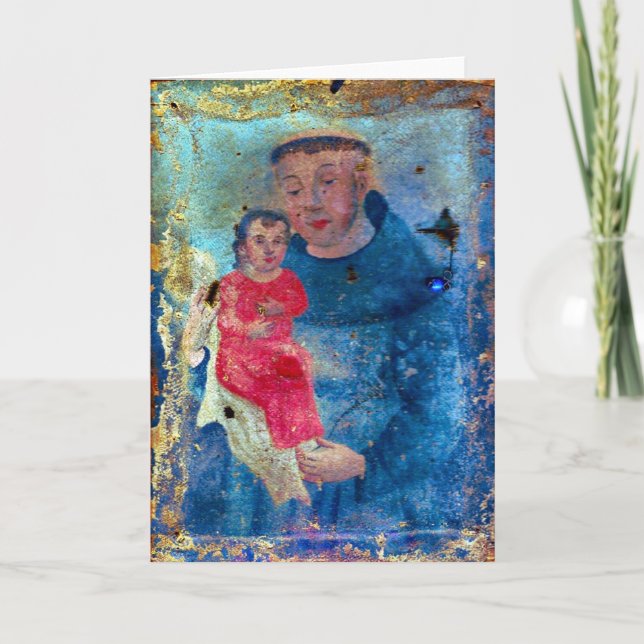 Saint Anthony Greeting Card with Prayer Karte (Vorderseite)