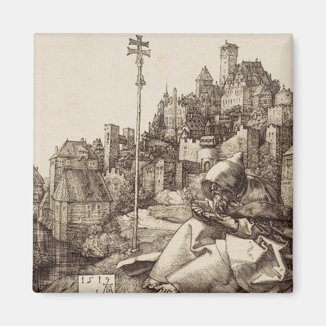 Saint Anthony Reading von Albrecht Durer Magnet (Vorne)