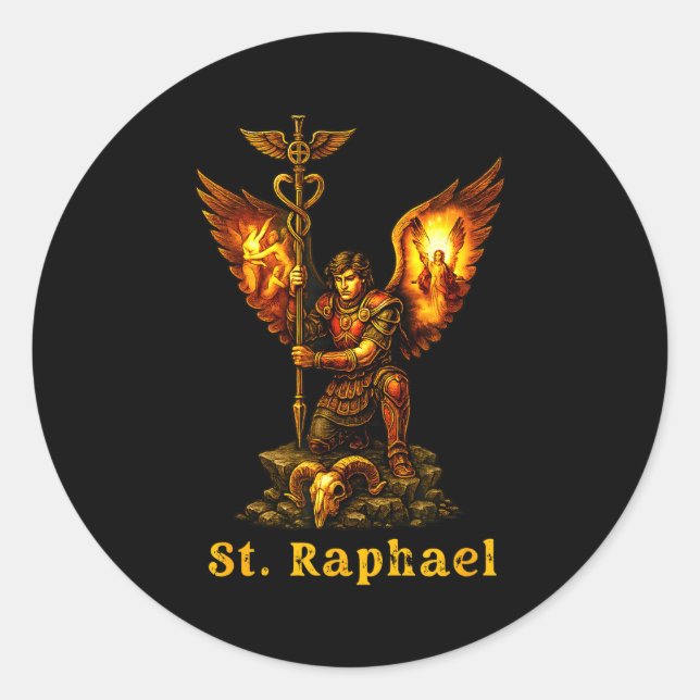 Saint Archangel Raphael Christian Art Faith  Runder Aufkleber (Vorderseite)