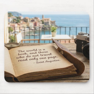 Saint Augustine Reisezitat Vintage Buch Untersetze Mousepad