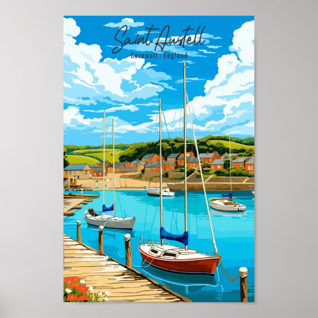 Saint Austell Cornwall England Jahrgang Reise Poster (Vorne)