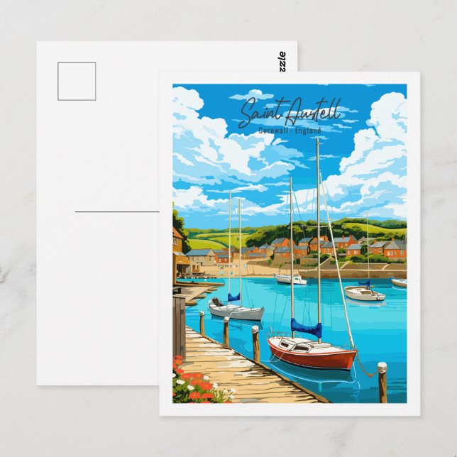 Saint Austell Cornwall England Jahrgang Reise Postkarte (Vorne/Hinten)