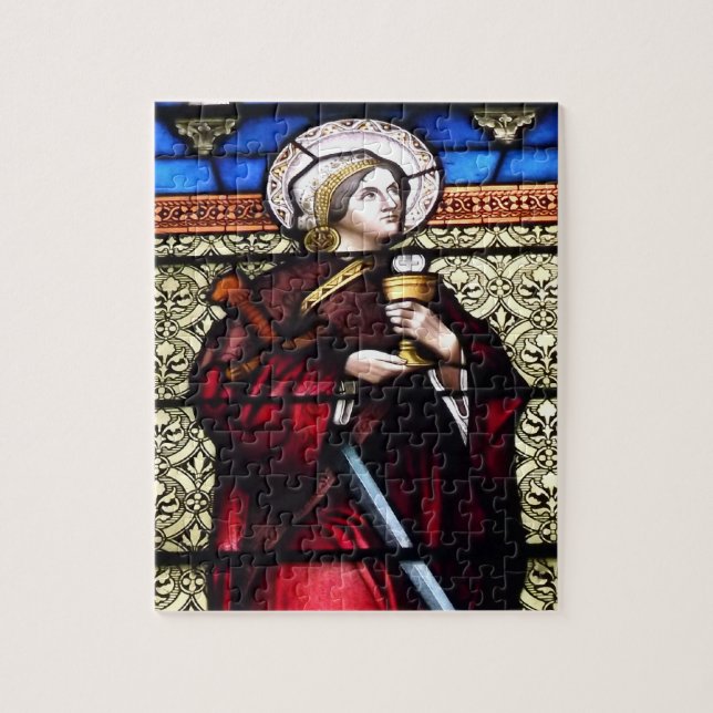 Saint Barbara gesteinigtes Glasfenster (Vertikal)