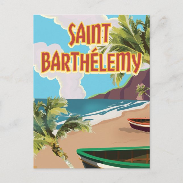 Saint Barthélemy Island Vintage Travel Poster Postkarte (Vorderseite)