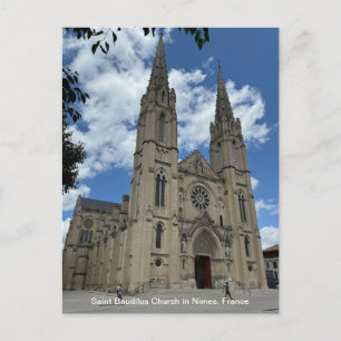 Saint Baudilus Kirche in Nimes, Frankreich, auf ei Feiertagspostkarte
