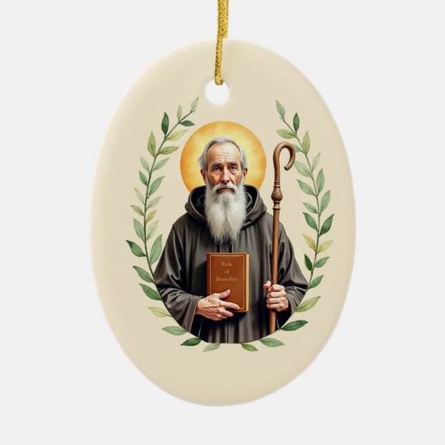 Saint Benedict of Nursia God's Peace and Blessings Keramik Ornament (Vorne)