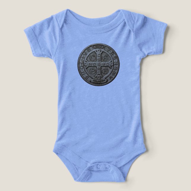 Saint Benoît Combinaison pour bébé catholique (Design Recto)
