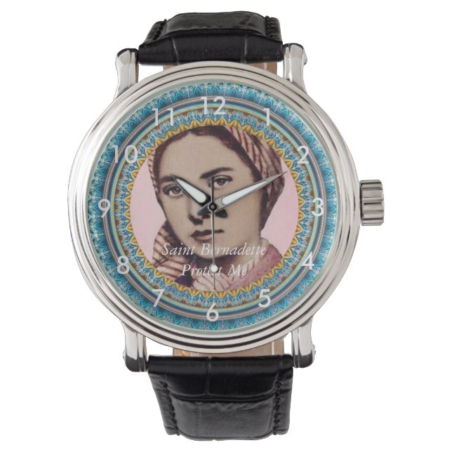 Saint Bernadette Protect Me Armbanduhr (Vorderseite)