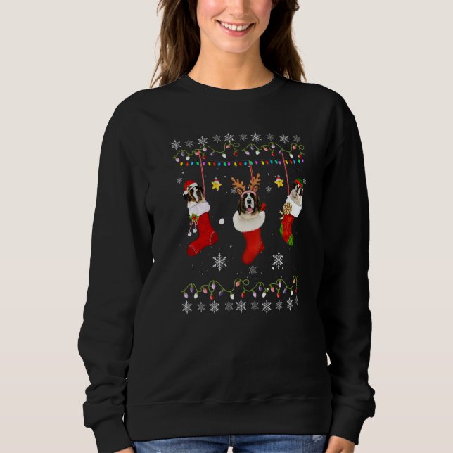 Saint Bernar in Socken Weihnachtshund Weihnachten  Sweatshirt (Vorderseite)