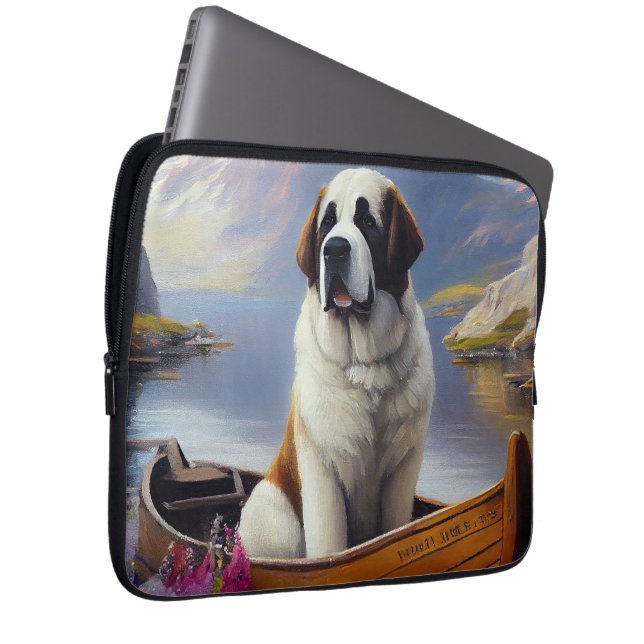 Saint Bernard auf dem Paddle: Ein Landschaftliches Laptopschutzhülle (Vorne Rechts)