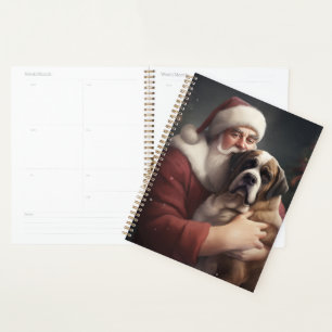Saint Bernard avec le Père Noël Festif Noël