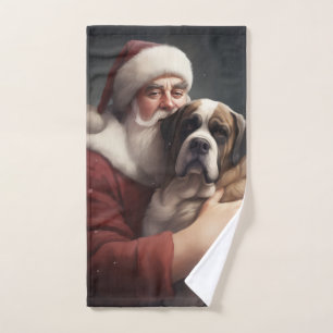 Saint Bernard avec le Père Noël Fête de Noël