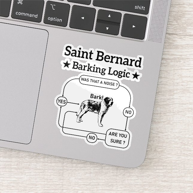 Saint Bernard Barking Logic Funny Downer Cool Aufkleber (Detail)