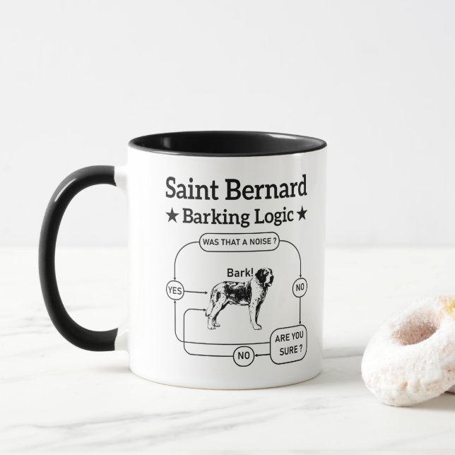 Saint Bernard Barking Logic Funny Downer Cool Tasse (Mit Donut)