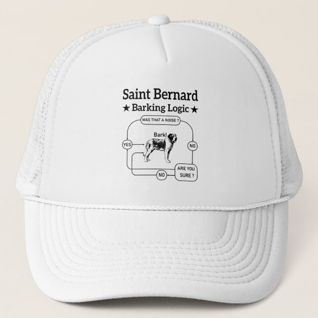 Saint Bernard Barking Logic Funny Downer Cool Truckerkappe (Vorderseite)