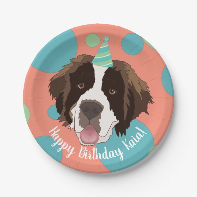 Saint Bernard Birthday  Pappteller (Vorderseite)