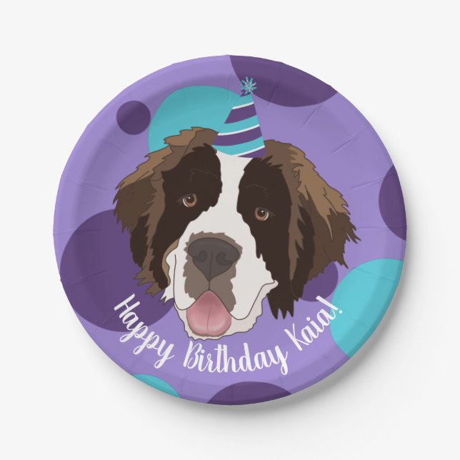 Saint Bernard Birthday Pappteller (Vorderseite)