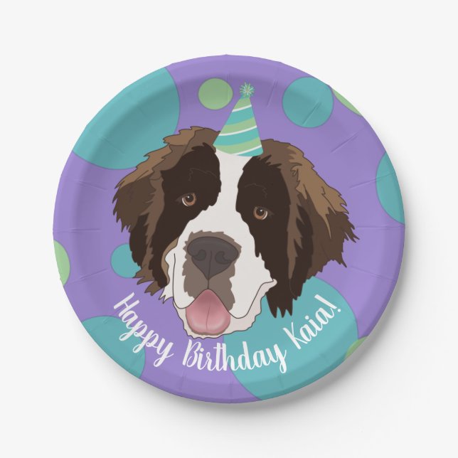 Saint Bernard Birthday Pappteller (Vorderseite)
