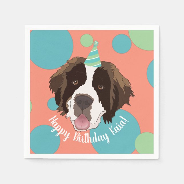 Saint Bernard Birthday Serviette (Vorderseite)