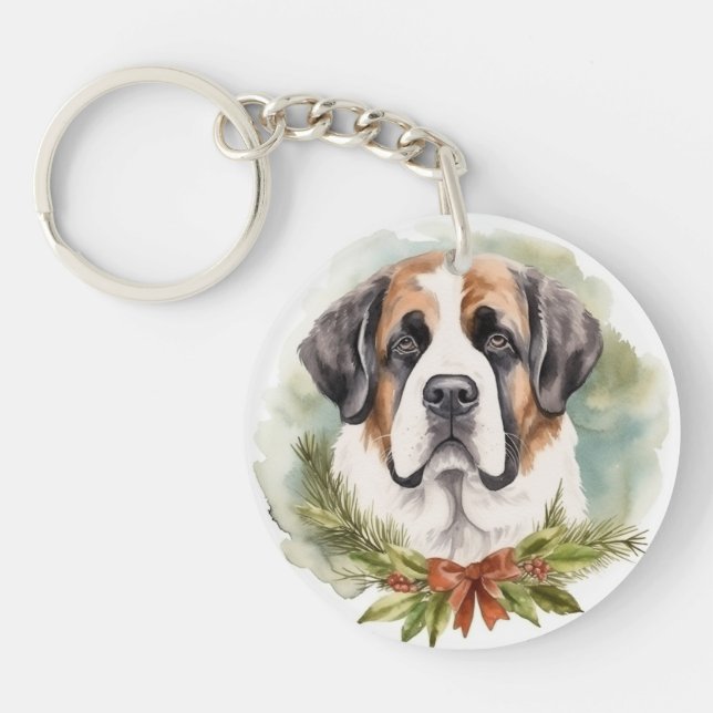 Saint Bernard Christmas Wreath Festive Pup (Devant)
