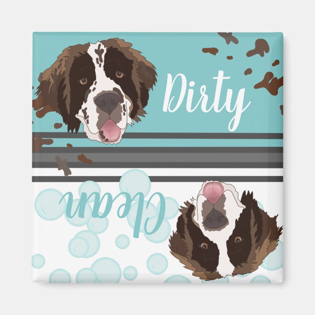 Saint Bernard Dirty/Saubere Geschirrspülmaschine Magnet (Vorne)