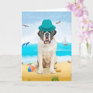 Saint Bernard Dog am Strand Karte