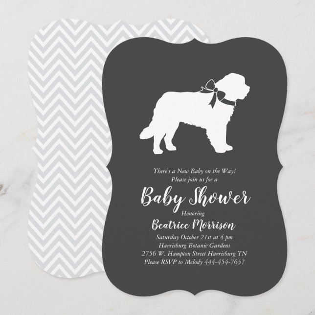 Saint Bernard Dog Baby Duwer Gender Neutral Einladung (Vorne/Hinten)