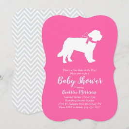 Saint Bernard Dog Babydusche Girl Pink Einladung