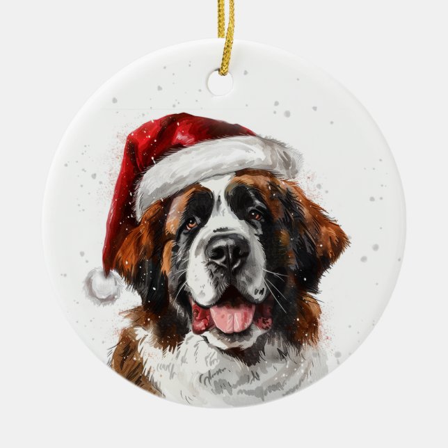 Saint Bernard Dog Christmas Personalized Keramik Ornament (Vorne)
