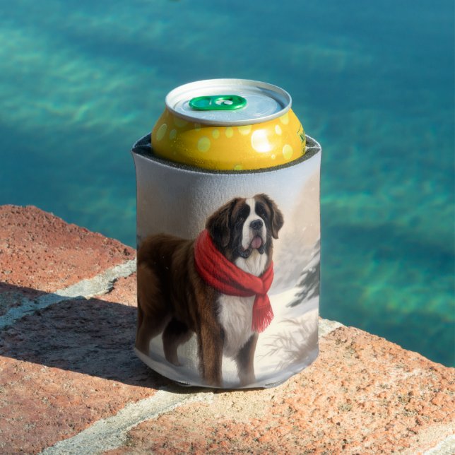 Saint Bernard Dog im Schnee Weihnachten Dosenkühler (In Situ Pool)