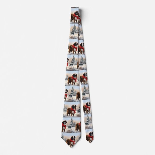 Saint Bernard Dog im Schnee Weihnachten Krawatte (Vorderseite)