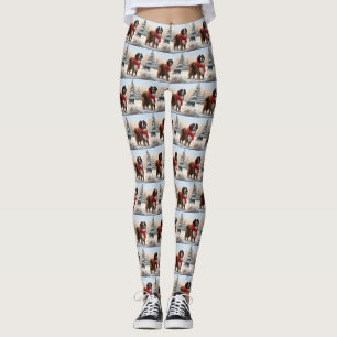 Saint Bernard Dog im Schnee Weihnachten Leggings