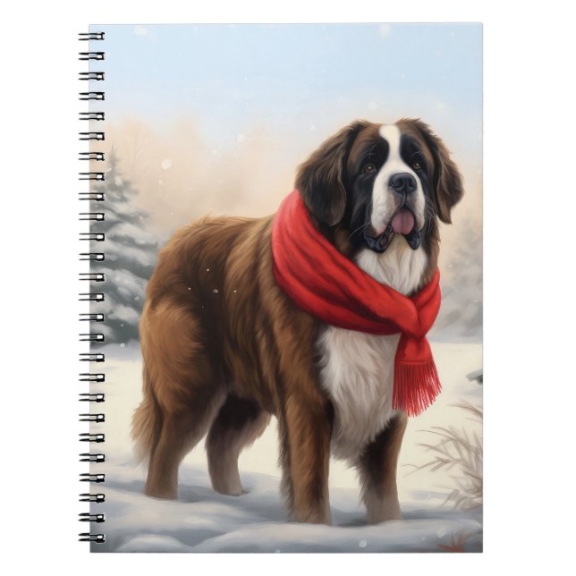 Saint Bernard Dog im Schnee Weihnachten Notizblock (Vorderseite)