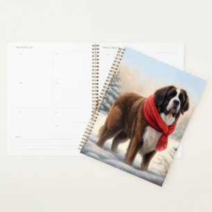 Saint Bernard Dog im Schnee Weihnachten Planer
