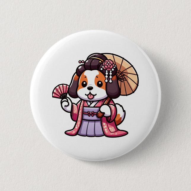 Saint Bernard Dog Kimono Button (Vorderseite)