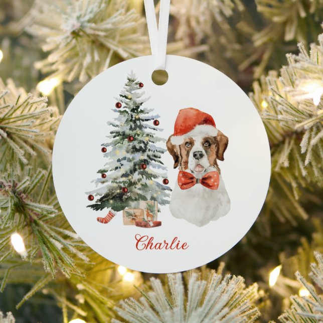 Saint Bernard Dog Ornement de Noël personnalisé (Insitu)