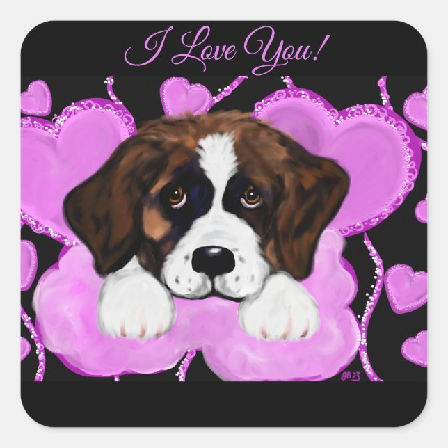 SAINT BERNARD DOG QUADRATISCHER AUFKLEBER (Vorderseite)