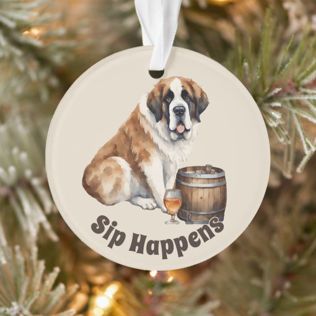 Saint Bernard Dog Sip Happens Ornament (Baum)
